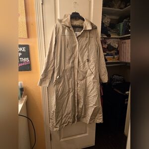 London Fog vintage fur lined trench coat color beige sz 14 (8)